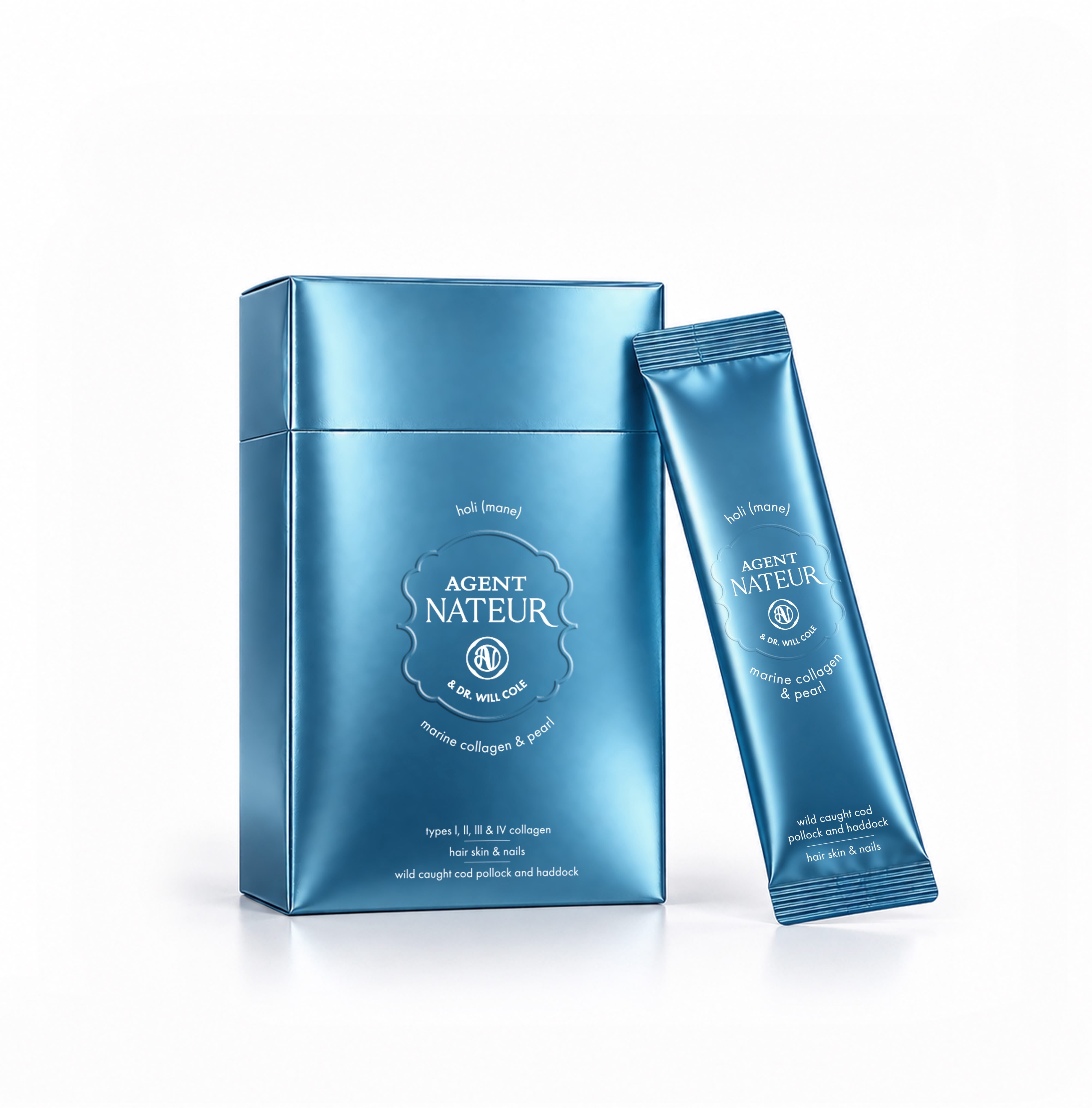 holi (mane) sachets marine collagen peptides and pearl hair, skin, nails, 2 daily supplements combined